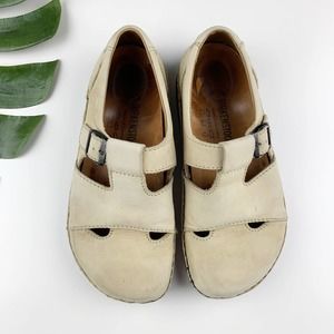 Birkenstock Mary Jane Shoes Cream Nubuck Leather Women’s 39 US 8